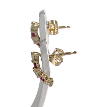 Boucles d'oreilles d'occasion or 750 jaunezirconias rubis