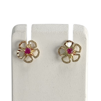 Boucles d'oreilles d'occasion or 750 jaune rubis