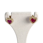 Boucles d'oreilles d'occasion or 750 jaune coeur rubis - vue 1