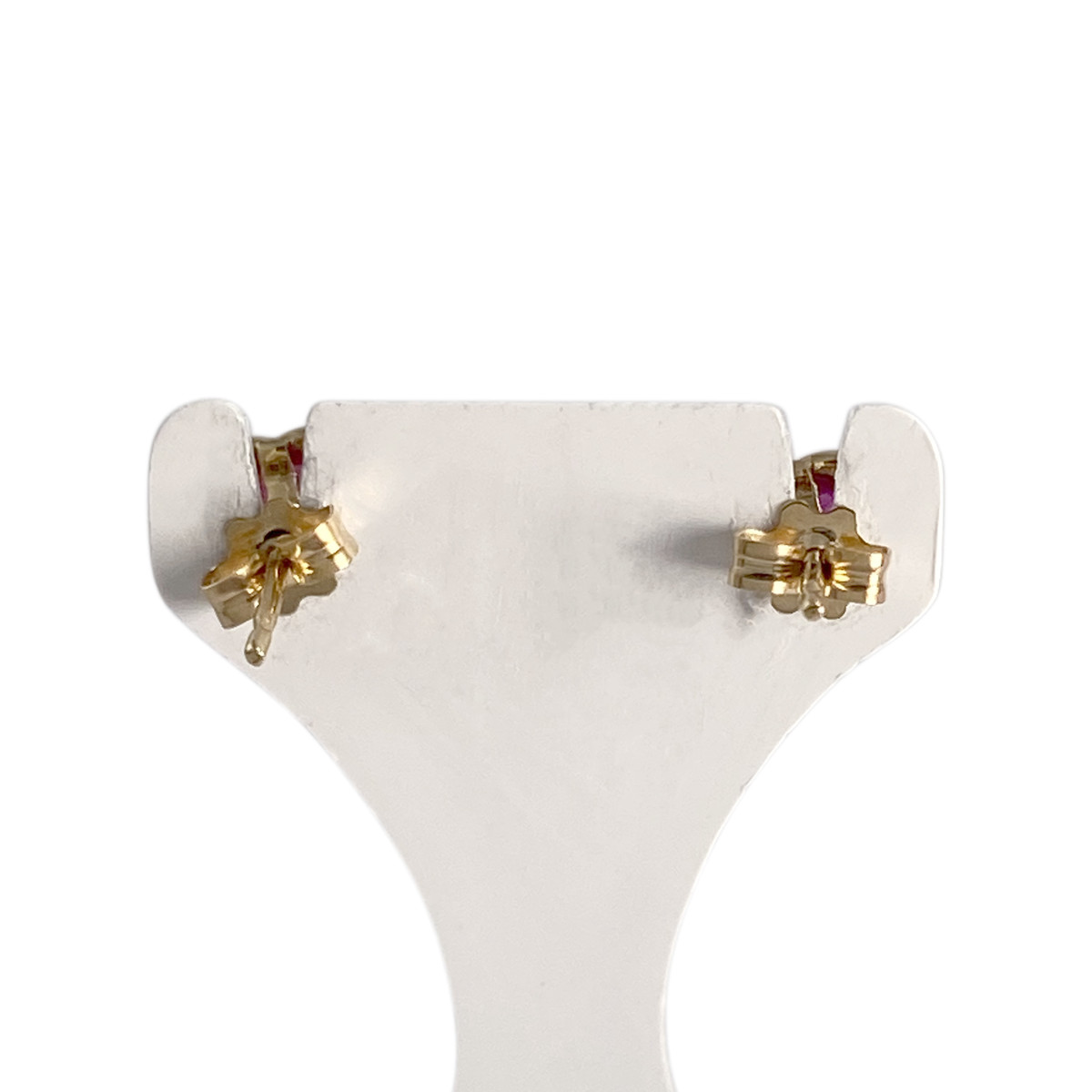 Boucles d'oreilles d'occasion or 750 jaune coeur rubis - vue 3