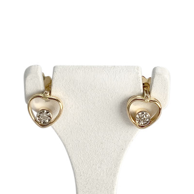 Boucles d'oreilles d'occasion or 750 2 tons diamants - vue 1