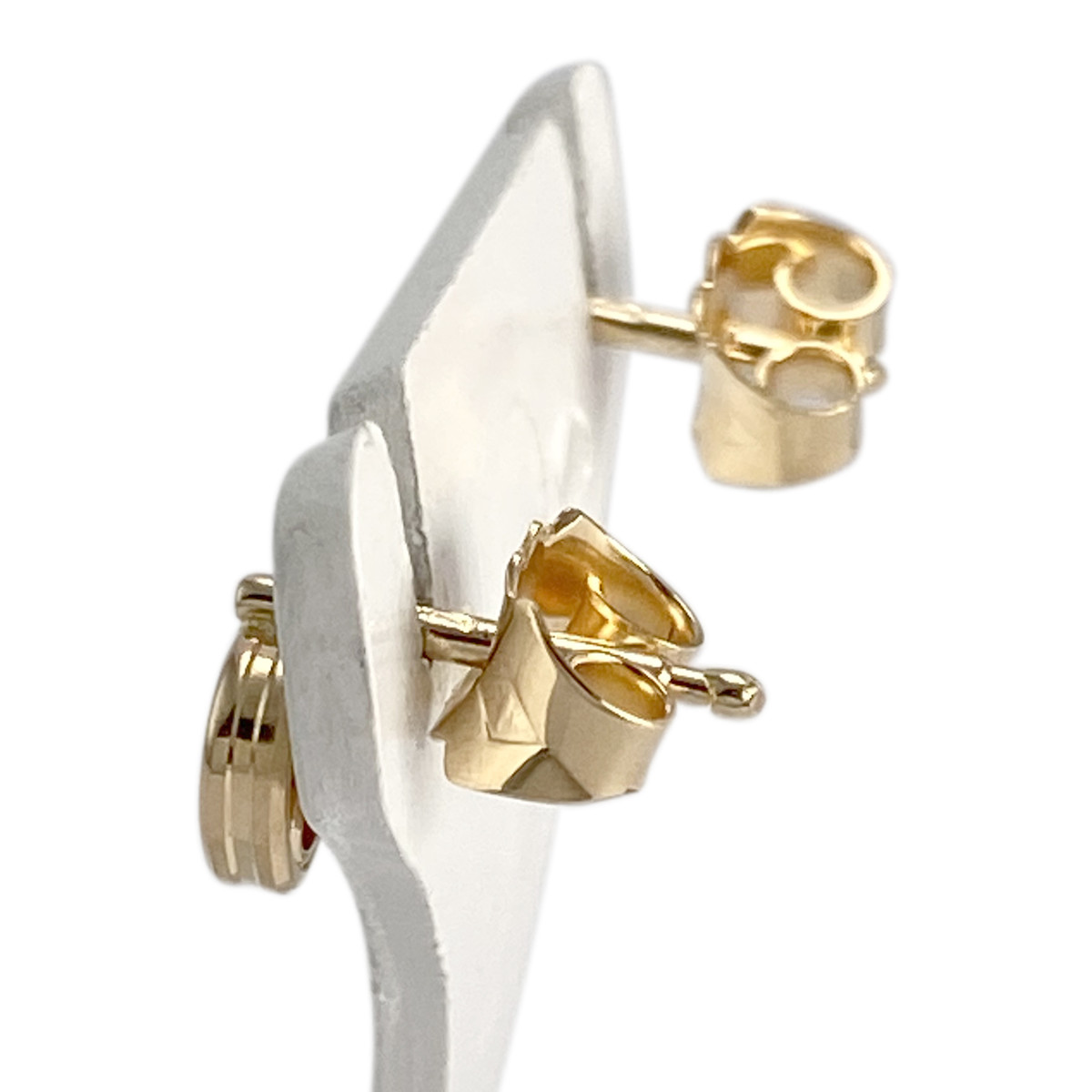 Boucles d'oreilles d'occasion or 750 2 tons diamants - vue 2