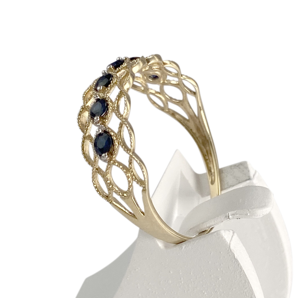 Bague d'occasion or 375 jaune saphirs - vue 2