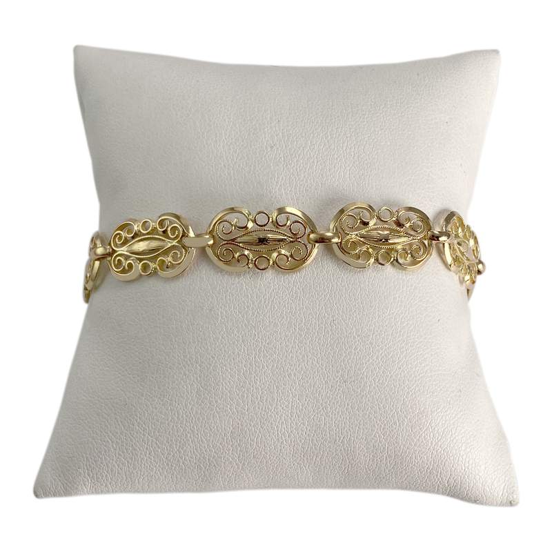 Bracelet d'occasion or 750 jaune filigrannes maille fantaisie, 20cm - vue 1