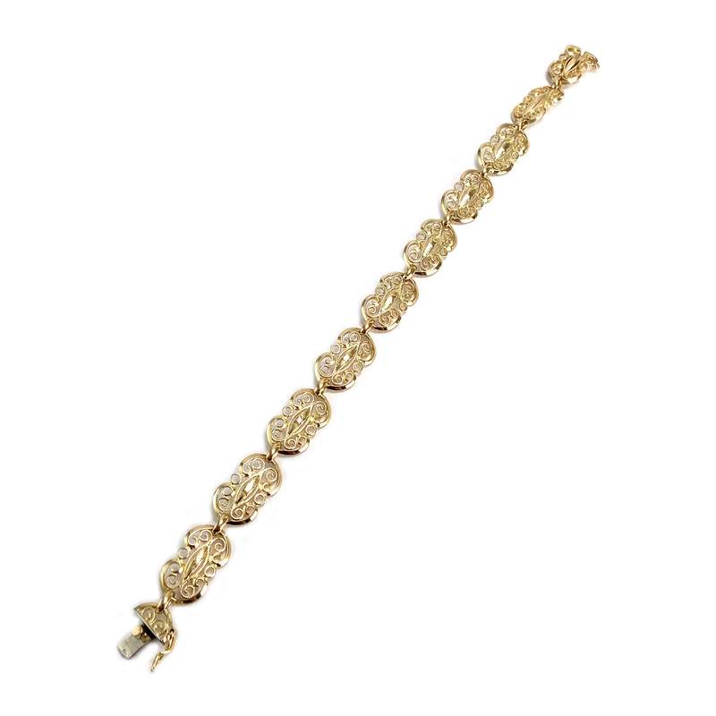 Bracelet d'occasion or 750 jaune filigrannes maille fantaisie, 20cm - vue 2