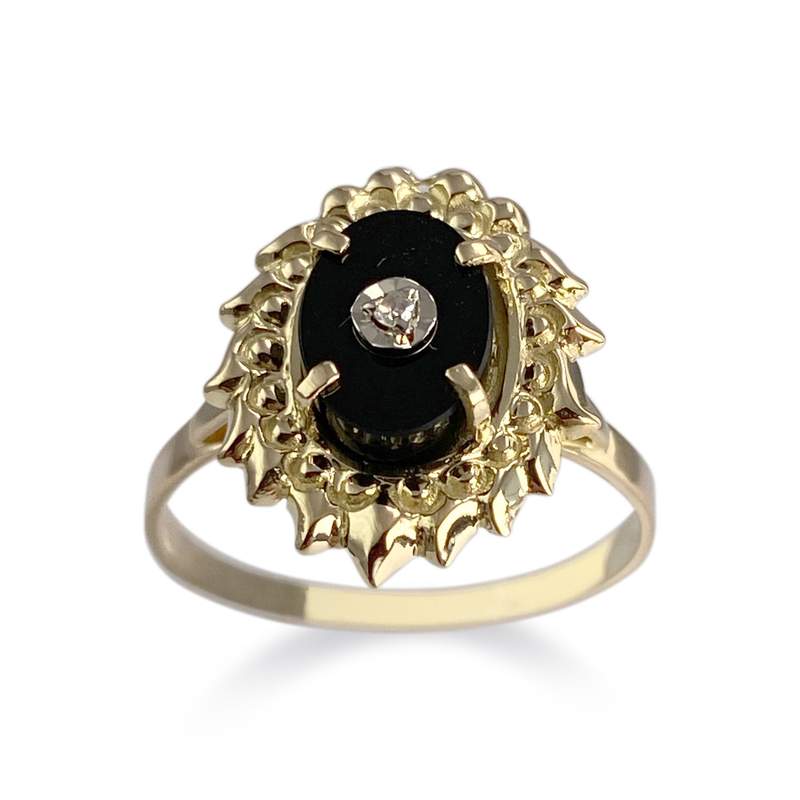 Bague d'occasion or 750 jaune diamant onyx - vue 1