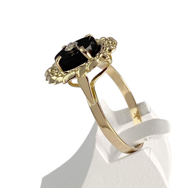 Bague d'occasion or 750 jaune diamant onyx - vue 2