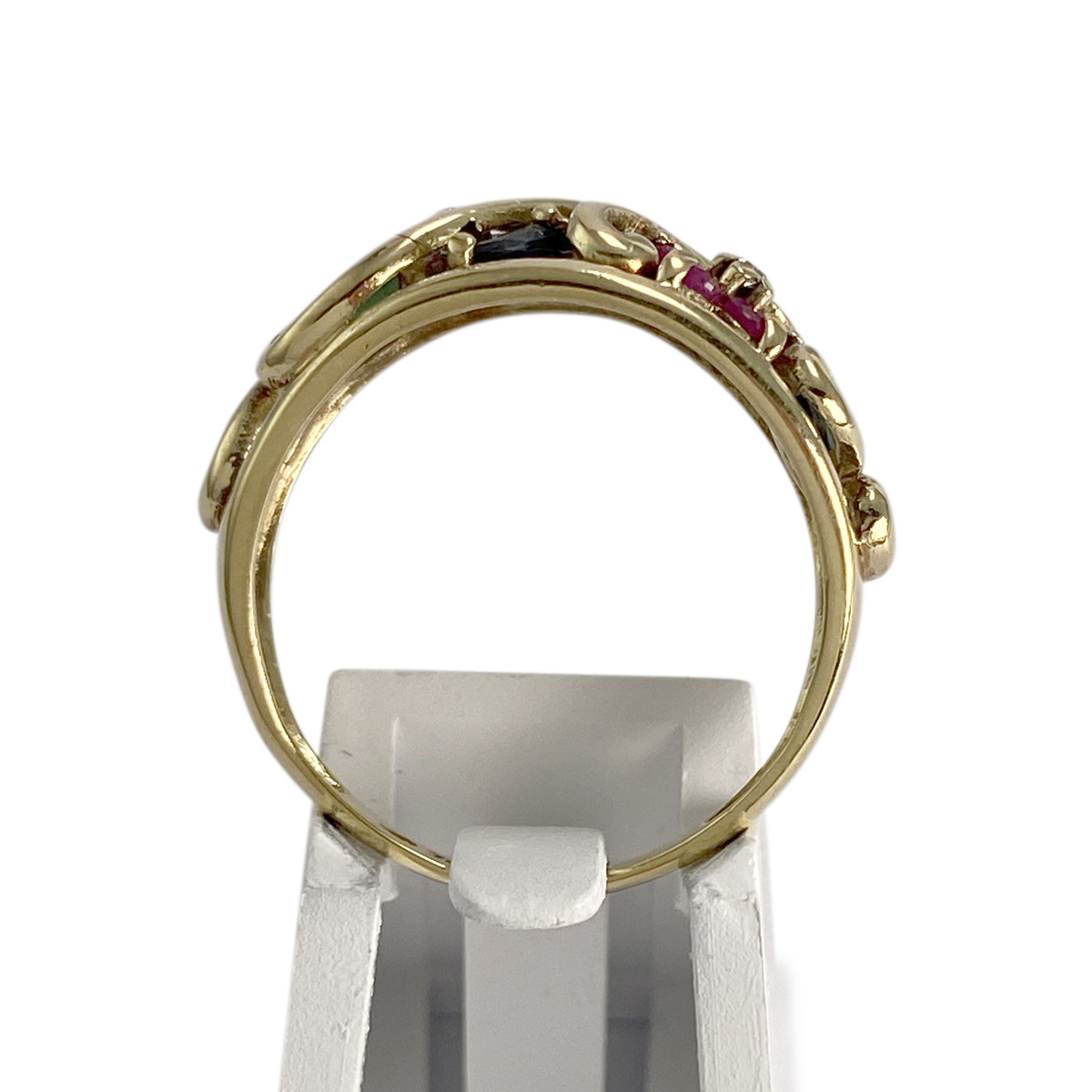 Bague d'occasion or 750 jaune diamants rubis saphir émeraudes - vue 3