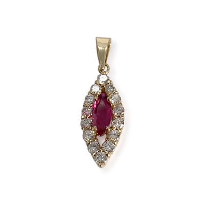 Pendentif d'occasion or 585 jaune rubis diamant - vue 1