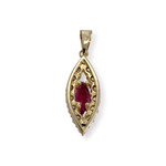 Pendentif d'occasion or 585 jaune rubis diamant - vue 2