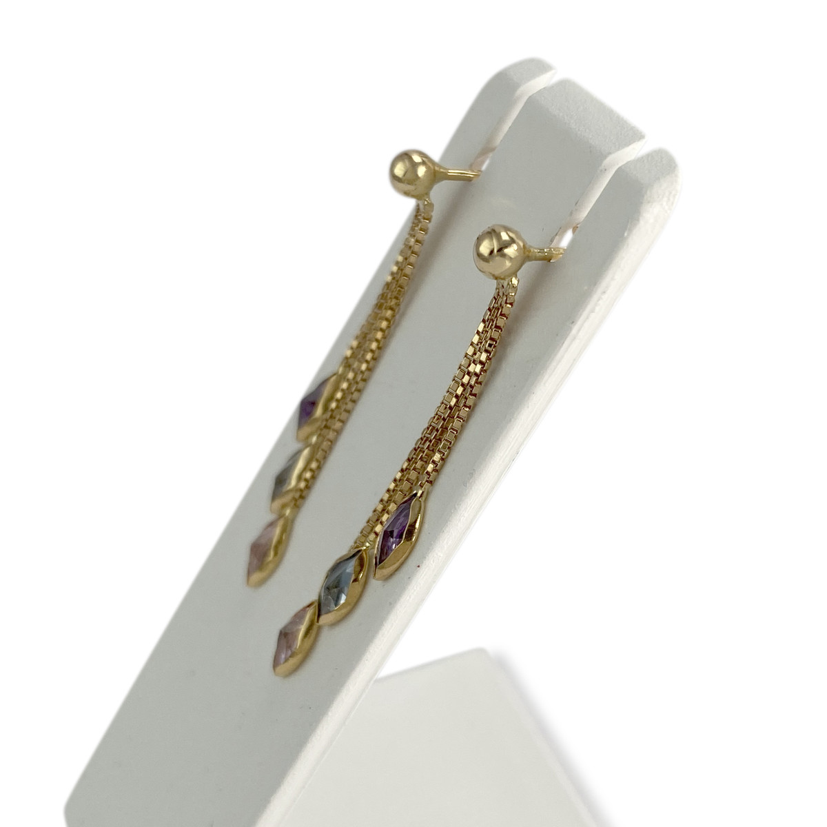 Boucles d'oreilles d'occasion or 750 jaune zirconias - vue 2