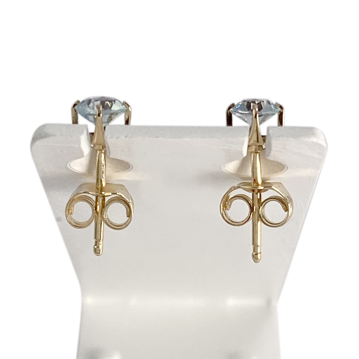Boucles d'oreilles d'occasion or 750 jaune aigue marine - vue 3