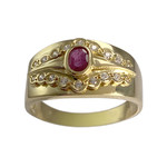Bague d'occasion or 750 jaune rubis zirconias - vue 1