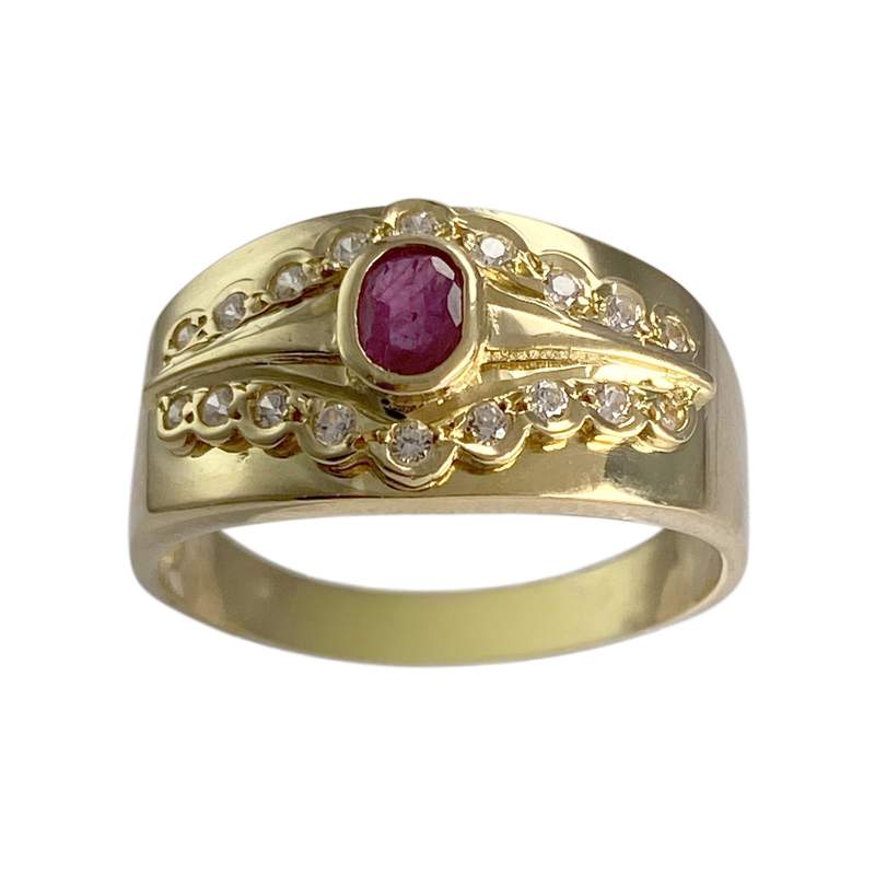 Bague d'occasion or 750 jaune rubis zirconias - vue 1