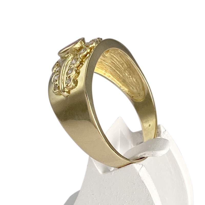 Bague d'occasion or 750 jaune rubis zirconias - vue 2