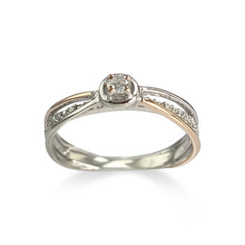 Bague d'occasion or 375 blanc diamants