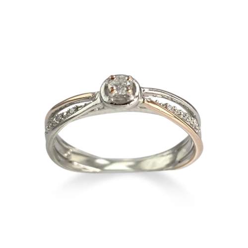 Bague d'occasion or 375 blanc diamants