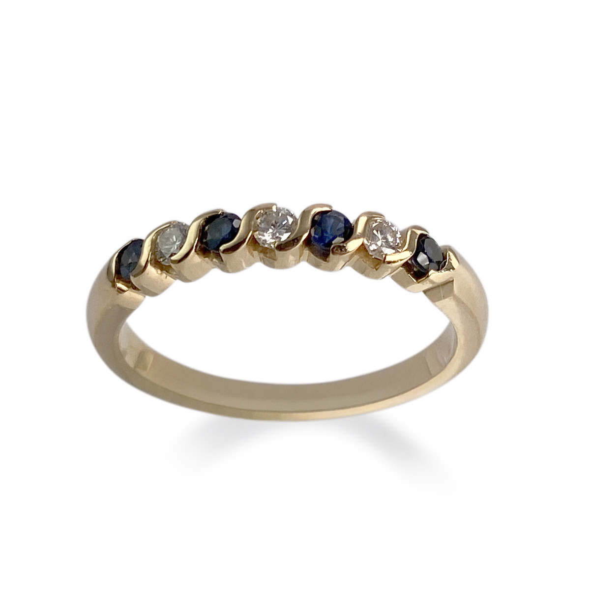 Bague d'occasion or 750 jaune diamants saphirs