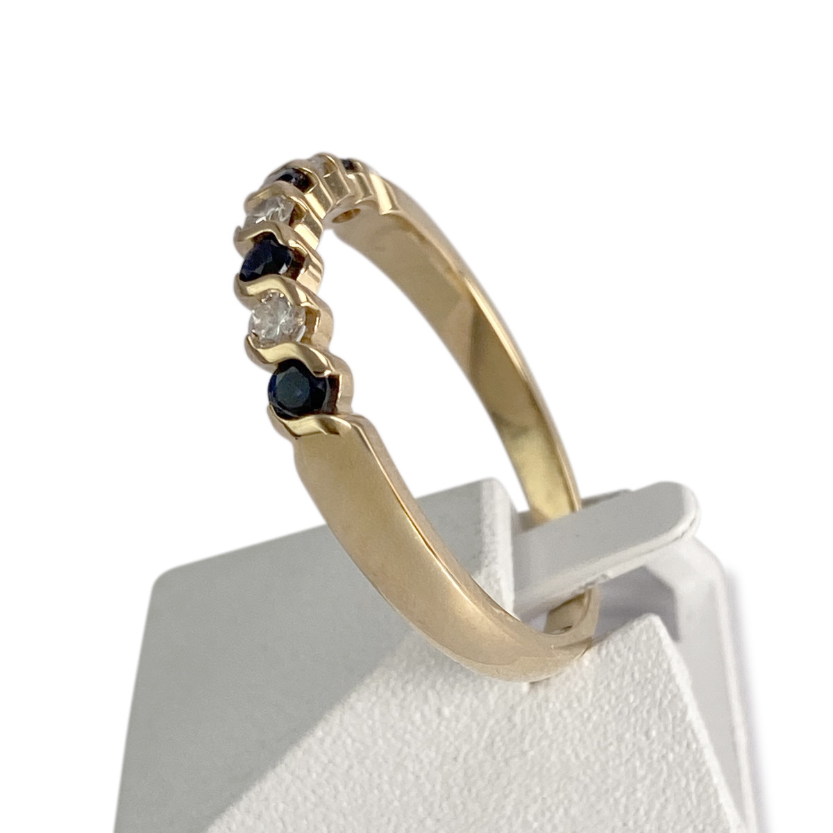 Bague d'occasion or 750 jaune diamants saphirs - vue 2