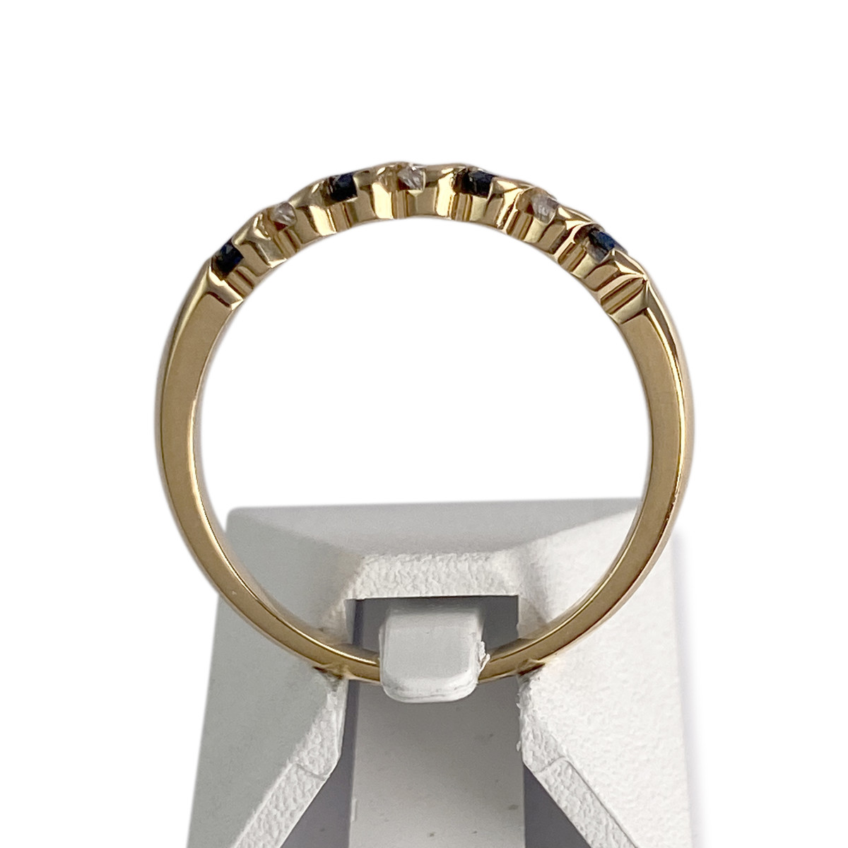 Bague d'occasion or 750 jaune diamants saphirs - vue 3