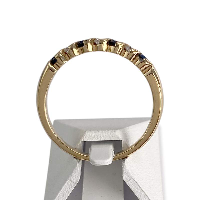 Bague d'occasion or 750 jaune diamants saphirs - vue 3