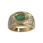 Bague d'occasion or 750 2 tons diamants émeraude - vue 1