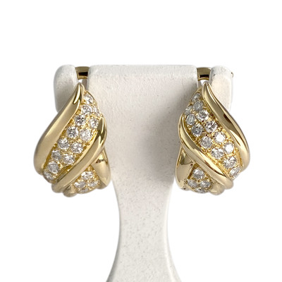 Second hand earrings gold 750 yellow diamonds