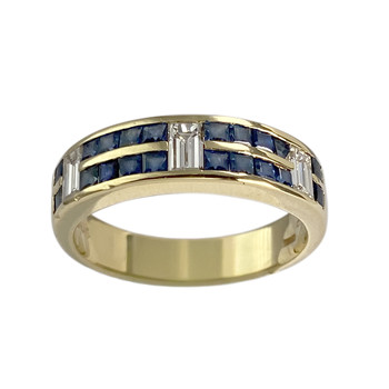 Bague d'occasion or 750 jaune diamants saphirs