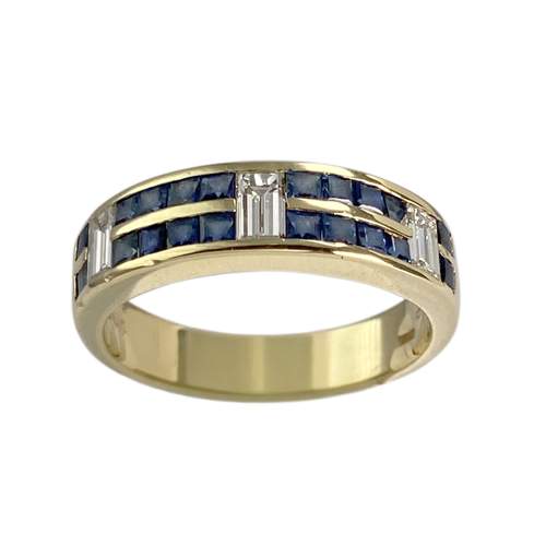 Bague d'occasion or 750 jaune diamants saphirs