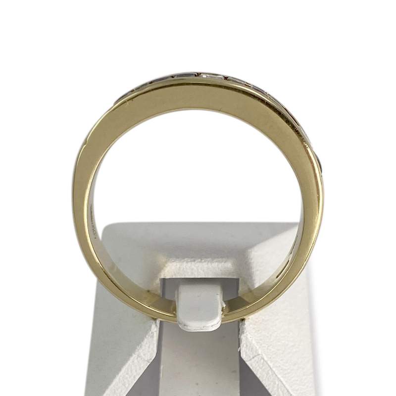 Bague d'occasion or 750 jaune diamants saphirs - vue 3