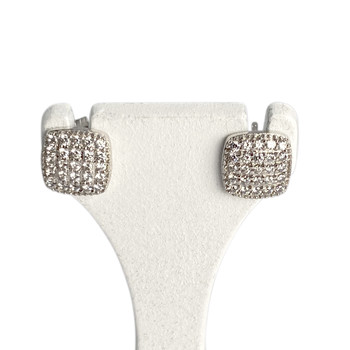 Boucles d'oreilles d'occasion or 375 blanc zirconias
