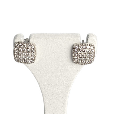 Boucles d'oreilles d'occasion or 375 blanc zirconias - vue 1