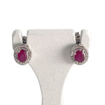 Boucles d'oreilles d'occasion or 750 blanc diamants rubis - vue 1