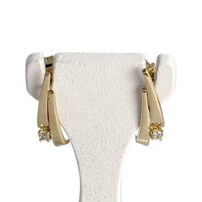 Pre-owned 14K yellow gold earrings with zirconia stones - view 1