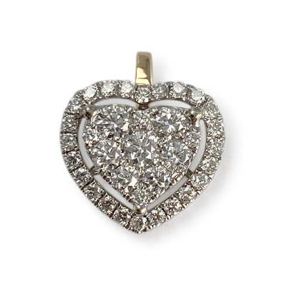 Pendentif coeur d'occasion 2 ors 750 diamant - vue 1