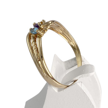 Bague d'occasion or 750 jaune amethyste citrine topaze traitée swiss blue