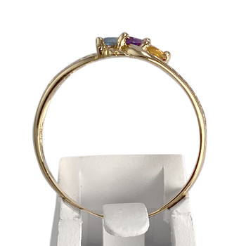 Bague d'occasion or 750 jaune amethyste citrine topaze traitée swiss blue