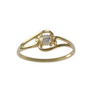 Tweedehands solitaire in 750 geelgoud met zirkonia