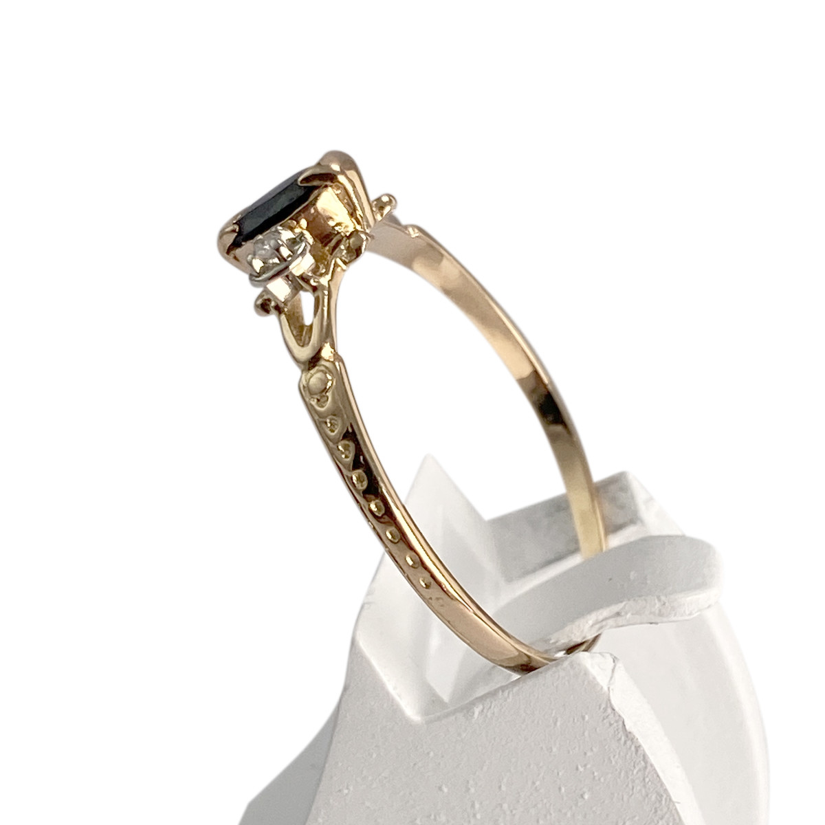 Bague d'occasion or 750 2 tons saphir diamants - vue 2