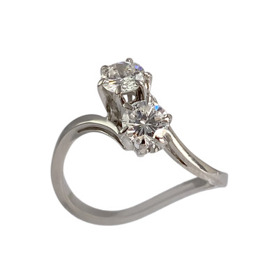 Bague d'occasion or 750 blanc diamants