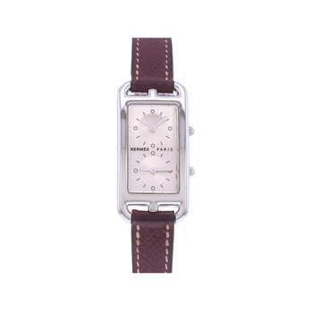 Montre d'occasion HERMES Cape Cod femme quartz bracelet cuir d'origine