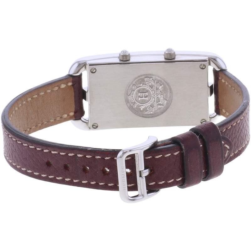Montre d'occasion HERMES Cape Cod femme quartz bracelet cuir d'origine - vue 3