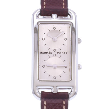 Montre d'occasion HERMES Cape Cod femme quartz bracelet cuir d'origine