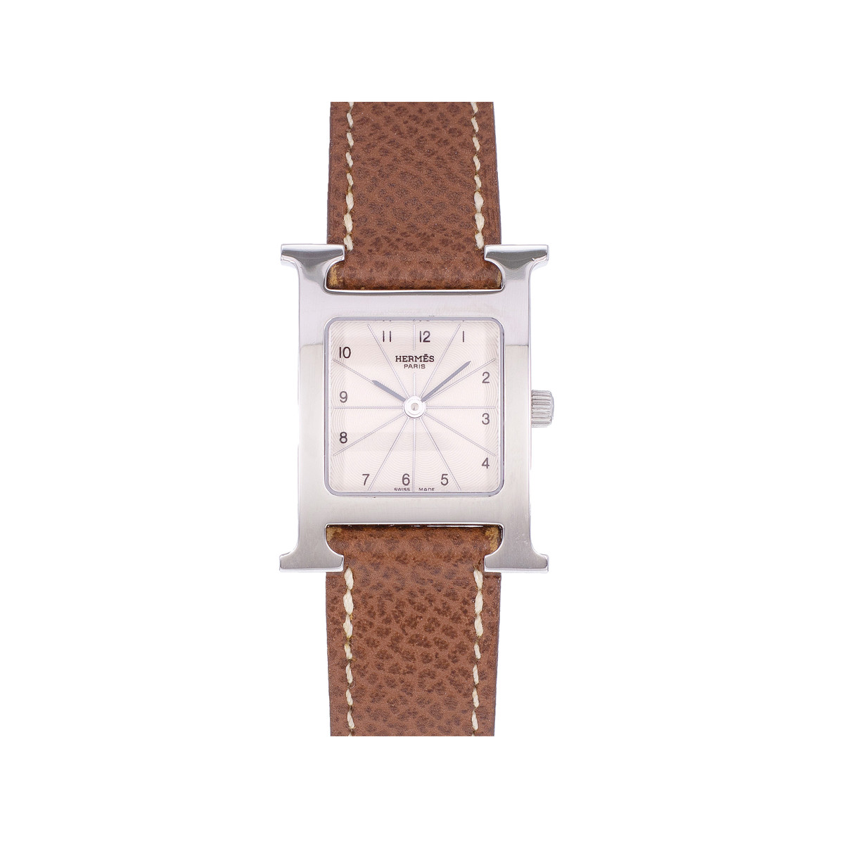 Pre-owned HERMES Heure H women's quartz watch with original leather strap