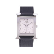 Pre-owned HERMES Heure H men's quartz watch with original leather strap