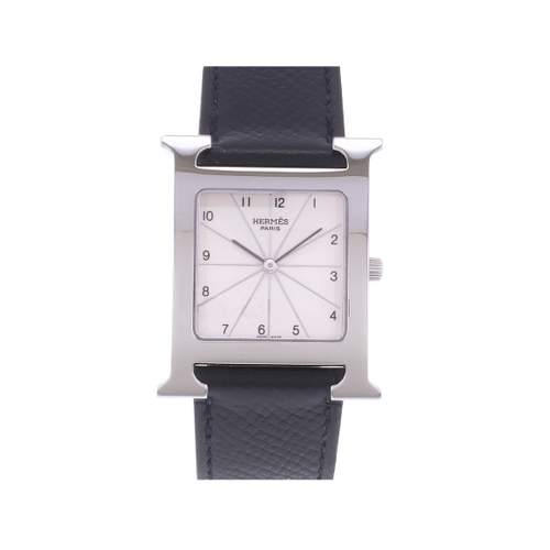 Tweedehands HERMES Heure H herenhorloge met quartz uurwerk en originele leren band