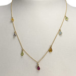 Collier d'occasion or 750 jaune maille forçat péridots citrines topaze améthyste tanzanite - vue 2