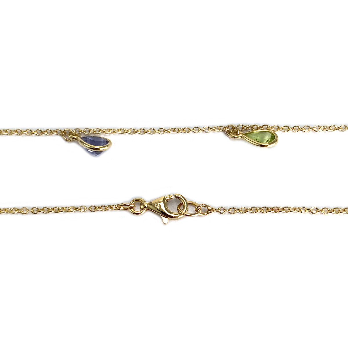 Collier d'occasion or 750 jaune maille forçat péridots citrines topaze améthyste tanzanite - vue 3