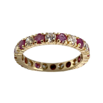 Bague d'occasion or 750 jaune zirconias rubis