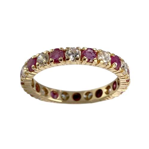 Bague d'occasion or 750 jaune zirconias rubis